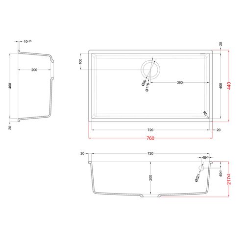 Sudoper Elleci Quadra 130 UM KT Black slika 2