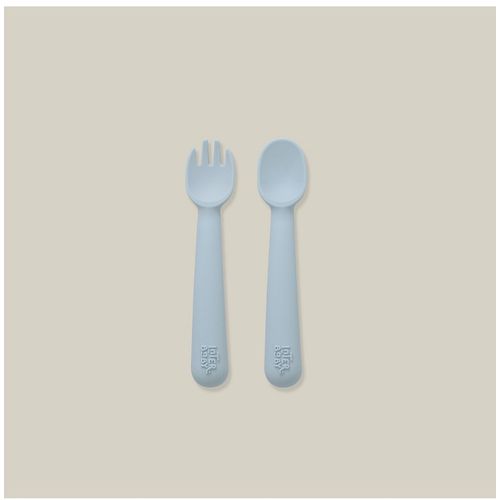 InterBaby silikonski set pribora za jelo Blue Grey slika 4