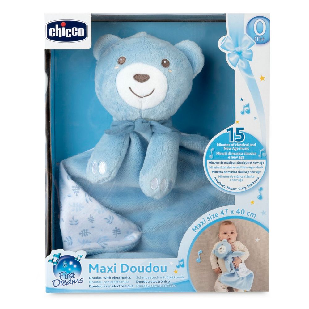 Chicco Muzička tješilica za bebe Maxi Doudou 47x40cm, Plavi slika 3