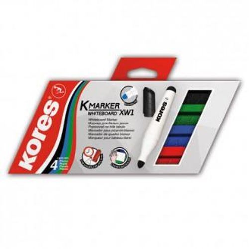 Flomaster Kores, marker za bijelu ploču, 2083, 1-3 mm, set od 4 boje, PVC etui slika 1