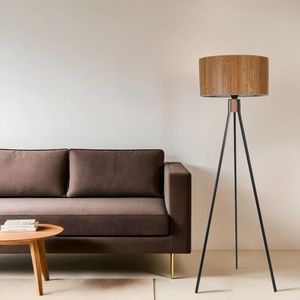 Fısco Tripod Crni Lambader sa Bambu Abajur
