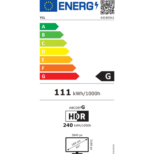 ΤΗΛΕΟΡΑΣΗ 65'' QLED 65C805 mini LED TCL