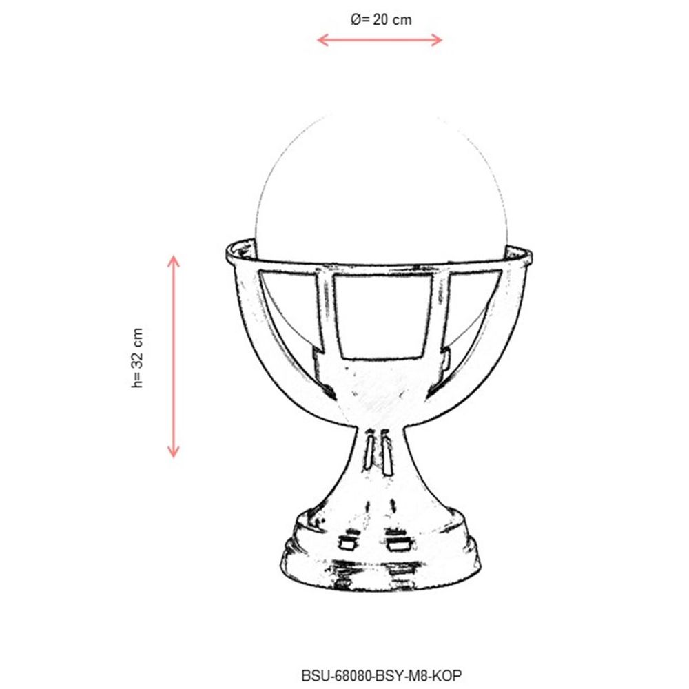 BSU-68080-BSY-M8-KOP Crno-Bijela Vanjska Zidna Lampa slika 3