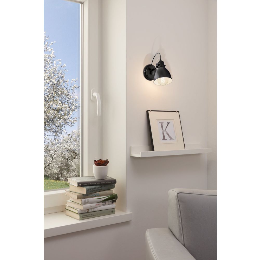 Eglo zidna lampa 'Priddy' E27, crna/bijela slika 2