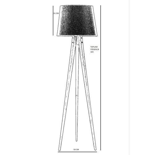 Tripod Ceviz Lambader Pramit Hasır Siyah Abajurlu slika 4