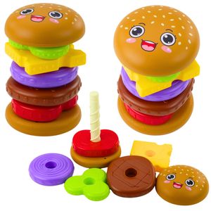 Slagalica u obliku hamburger piramide za djecu, šarena, 7 dijelova.