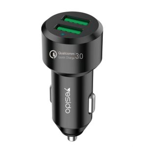 Punjač Za Automobil Sa Dva Usb Porta Qc 3.0 Z 12V/24V Yesido