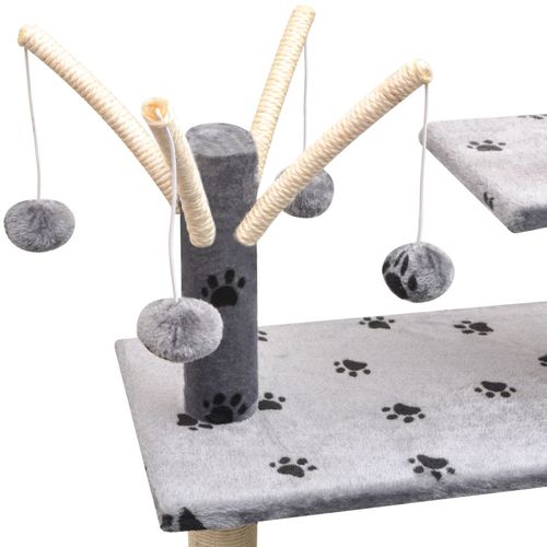 Penjalica Grebalica za Mačke sa Stupovima od Sisala 125 cm Siva s Otiskom Šapa slika 9