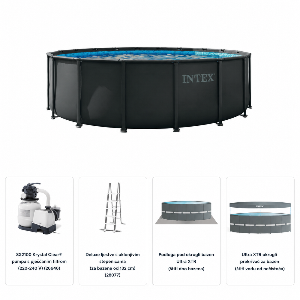 Intex Ultra XTR Frame bazen set 488 × 122 cm 26326ND s pješčanom filter pumpom i ljestvama – Novi poboljšani model 2026 slika 1