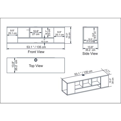 Paldi - Black Black TV Stand slika 6