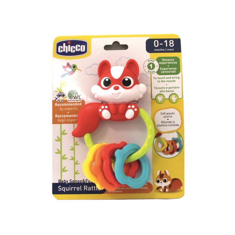 Chicco Zvečka i glodalica za zube Baby Sense&Focus Vjeverica 0-18mj slika 1