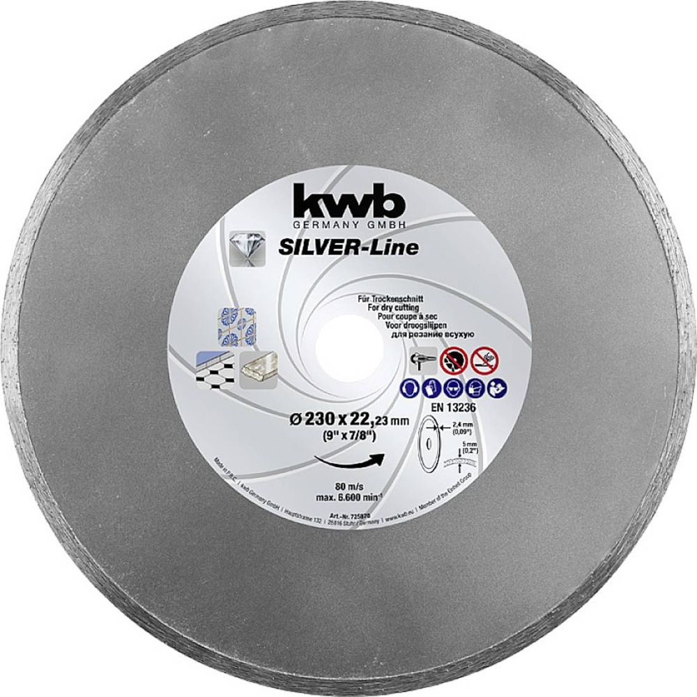 KWB dijamant ploča 230x22 mm glatka za keramiku, pločice i mramor, aggreso-flex, white line slika 1