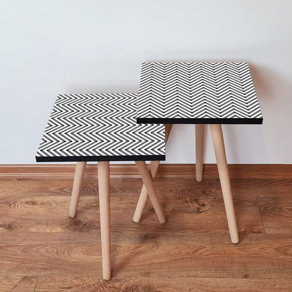 Nesting stolovi 2Shp234 - (2 komada) - boje: bijela, crna slika 1