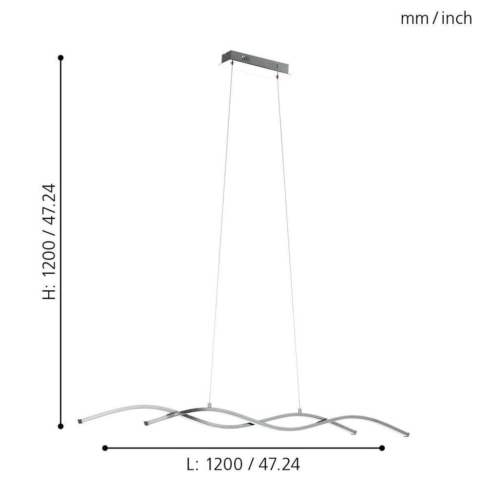 Eglo Lasana 2 Visilica sa LED Osvjetljenjem - 2x14W, D 1200mm, Aluminij/Krom-Bijela slika 4