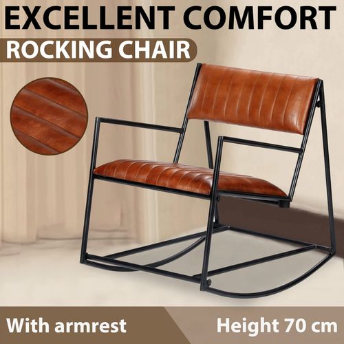 282903 Rocking Chair Brown Real Leather slika 22