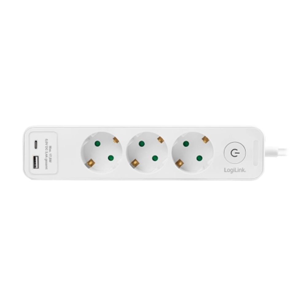 LogiLink Produžni kabl sa zaštitom 3 utičnice, 1X USB- A, 1X USB- C 1.5m LPS279U slika 2