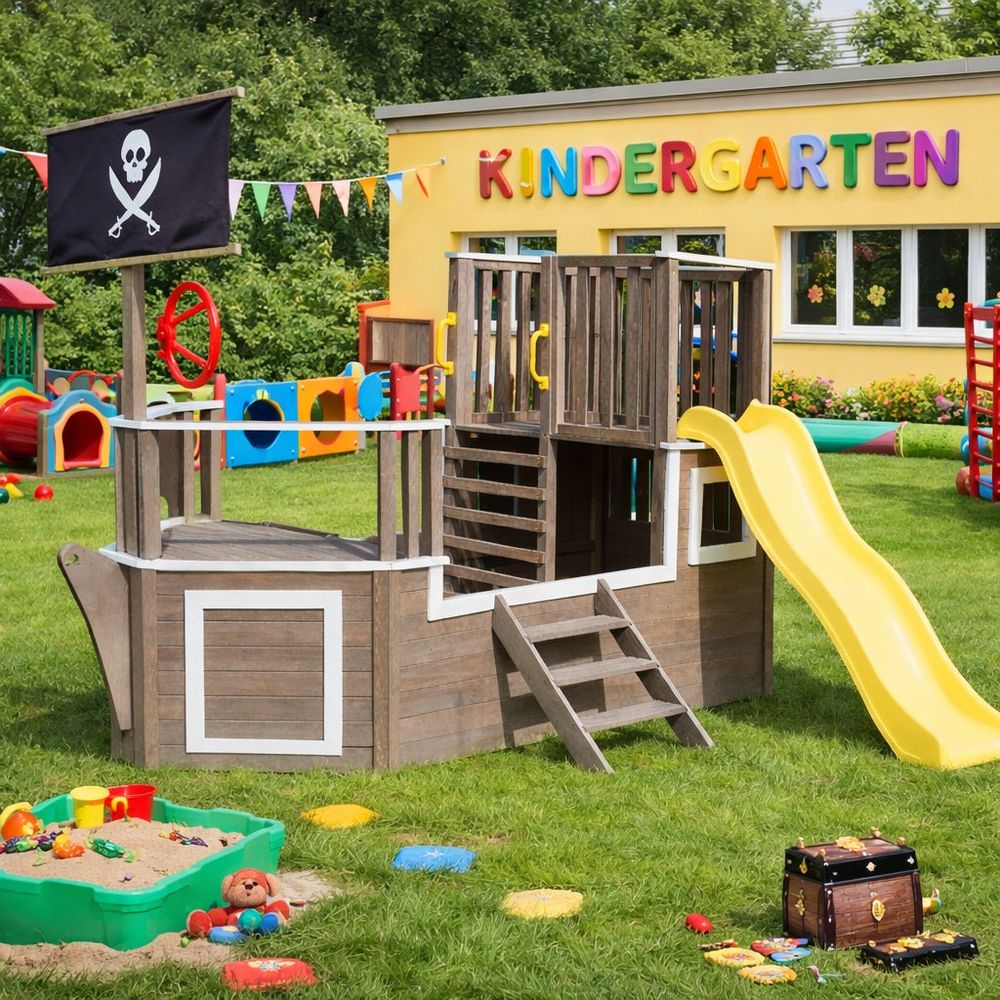 Kinder Home Drveno igralište za djecu Piratski brod slika 3