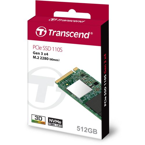 Transcend TS512GMTE110S M.2 NVMe 512GB SSD, (PCIe Gen3x4), 3D TLC, DRAM-less, Read up to 1,800 MB/s, Write up to 1,500 MB/s, 2280 slika 1