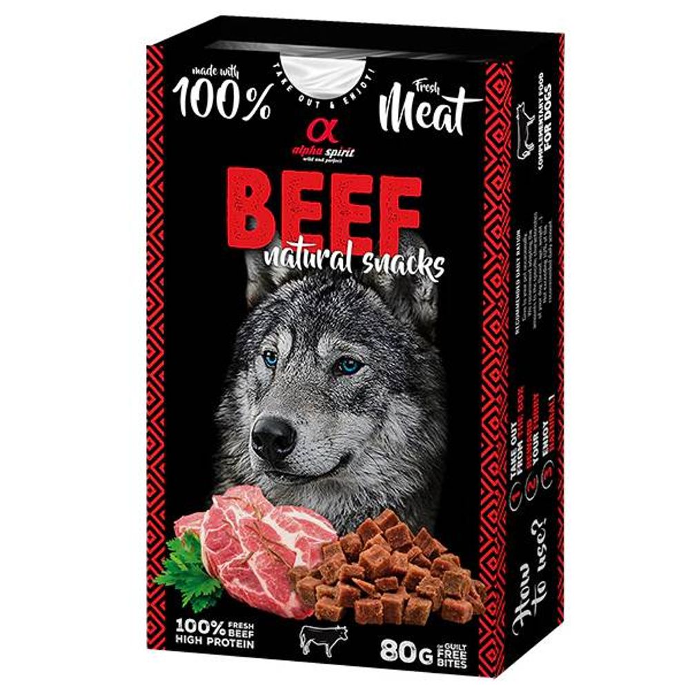 Alpha Spirit natural snack s govedina, za pse 80g slika 1