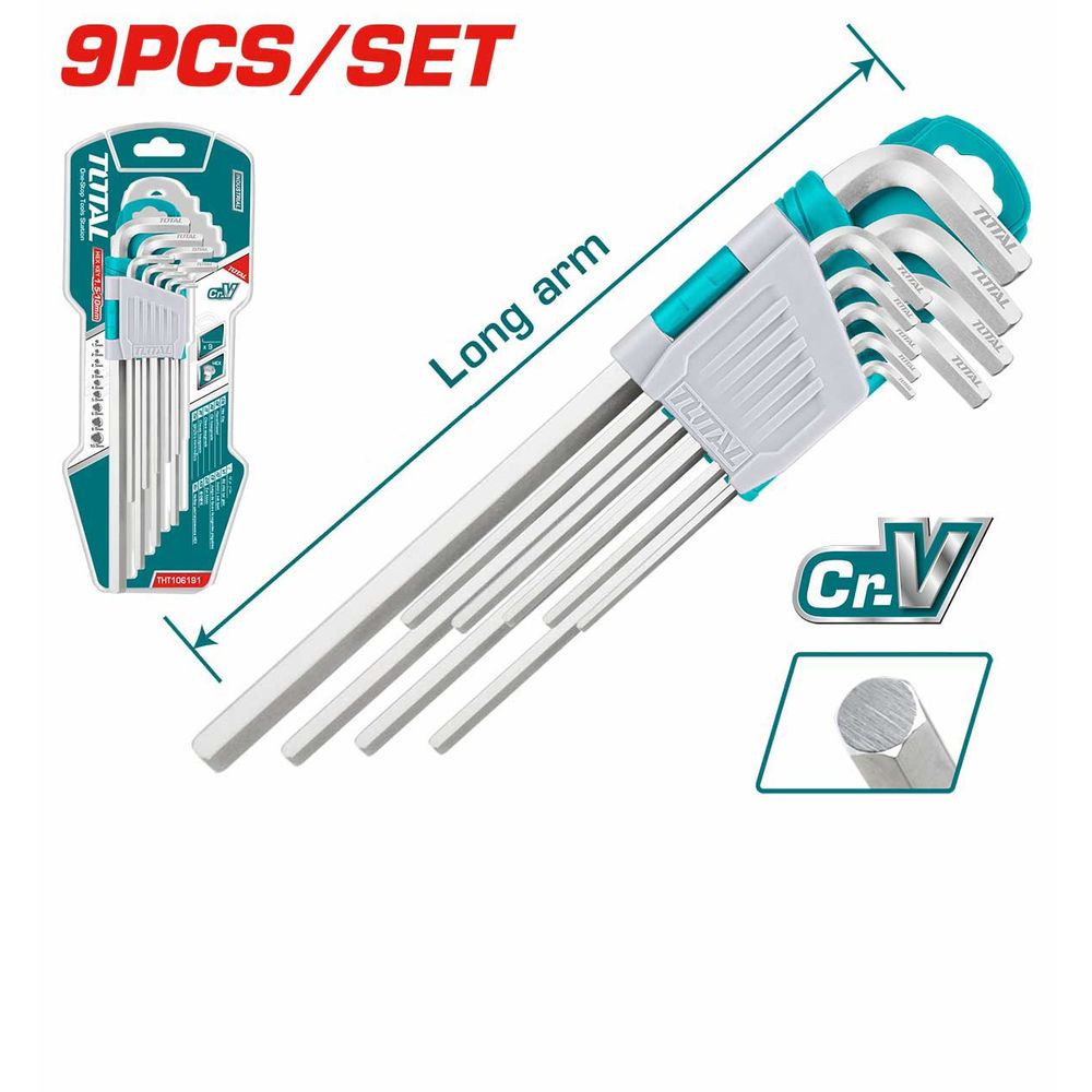 TOTAL 9-dijelni set imbus ključeva LONG / INDUSTRIAL (THT106191) slika 2