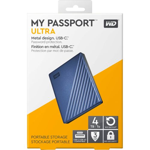 Western Digital WDBFTM0040BBL-WESN External HDD 4TB, USB3.2 Gen 1 Type-C (5Gbps), My Passport Ultra, Blue slika 2