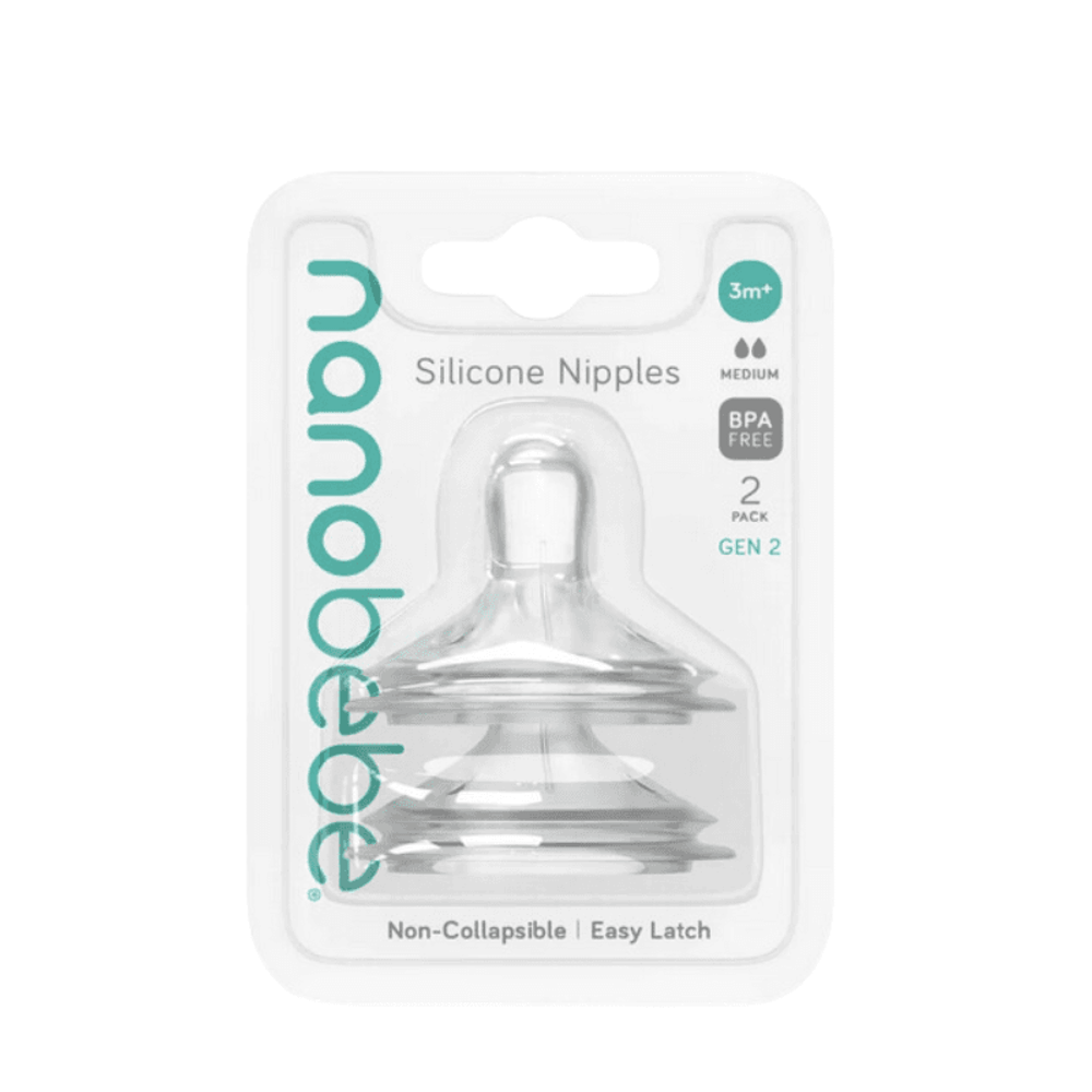 Nanobébé® Silikonske dude za flašicu Medium Flow 3m+ GEN2, 2 kom slika 1
