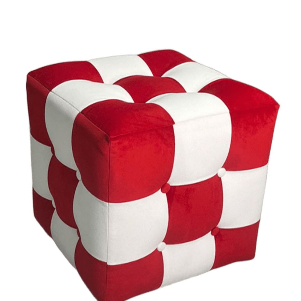 Pouffe Patchwork - Crveno Bijeli slika 2