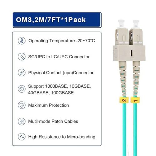 FO LC/UPC - SC/UPC MM OM3 DX LSZH Aqua 2.0mm 4769 slika 1