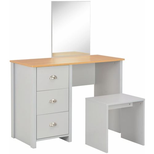 Toaletni stolić s ogledalom i stolcem sivi 104 x 45 x 131 cm slika 35