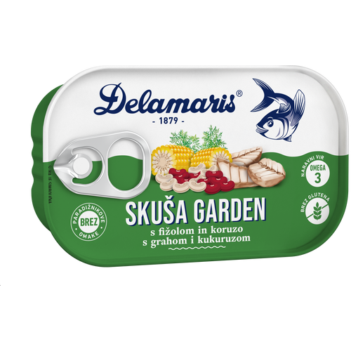 Delamaris skuša s grahom i kukuruzom Garden, 125 g slika 1