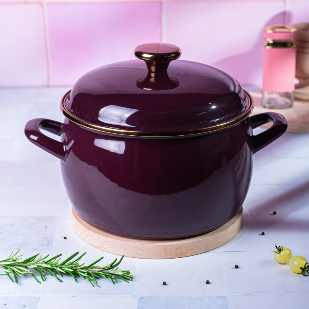 Metalac šerpa duboka Bordo amor sa poklopcem 20 cm / 4.2 l slika 2