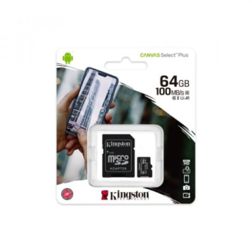 Kingston SDCS2/64GB MicroSD 64GB, Canvas Select Plus, Class 10 UHS-I U1 V10 A1, Read up to 100MB/s, w/SD adapter slika 3