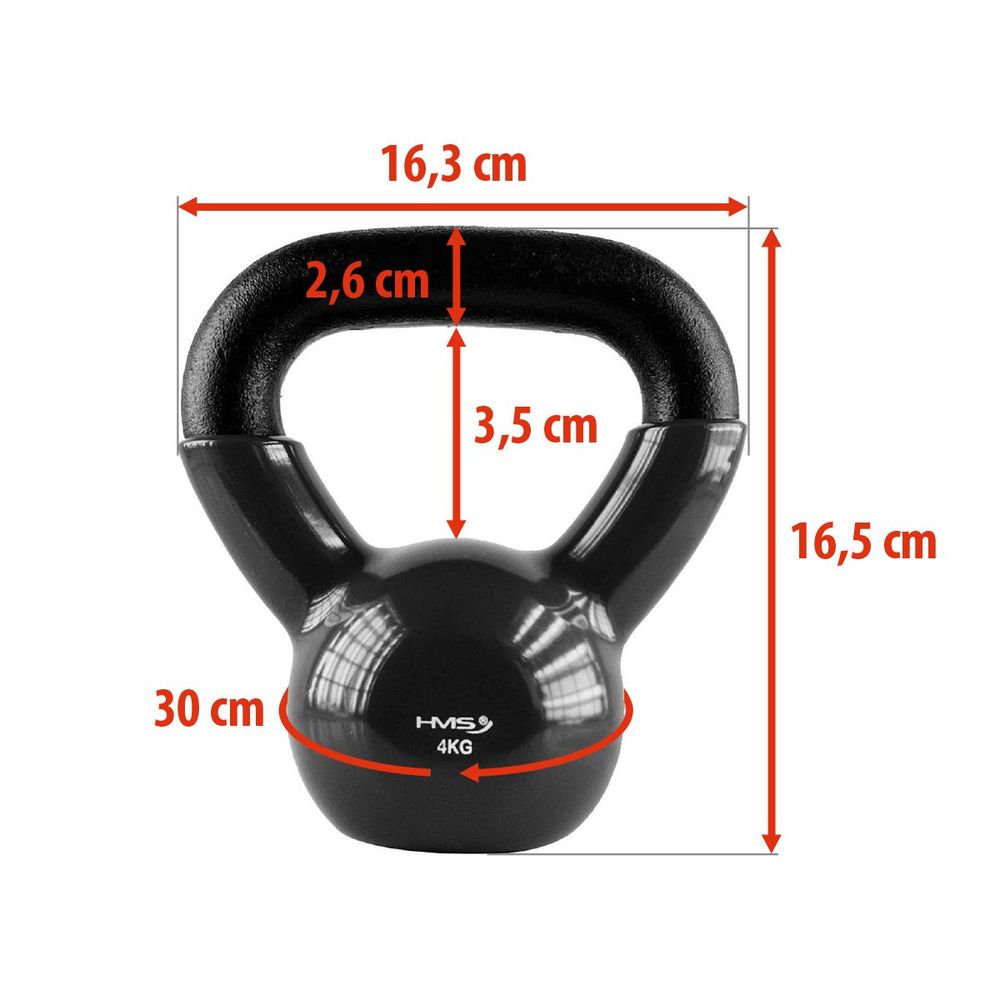 Knv 4 kg kettlebell od lijevanog željeza hms (crni) slika 5