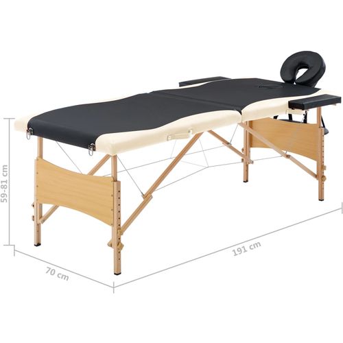 Sklopivi masažni stol s 2 zone drveni crno-bež slika 9