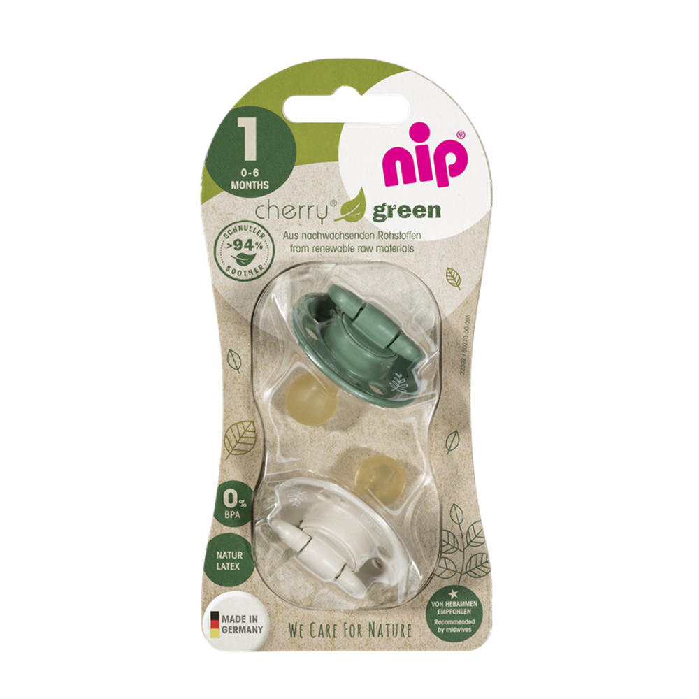 nip® Duda varalica Cherry Green 0-6mj (veličina 1) - Latex, 2kom Bež, Zelena slika 4