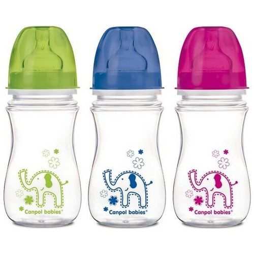 CANPOL BABY FLASICA SIROKI VRAT,ANTIKOLIK 35/206 EASY START - COLORFUL ANIMALS 240ML slika 1