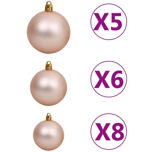 61-dijelni set božićnih kuglica s vrhom 150 LED ružičasto zlato slika 13