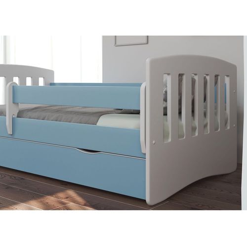 Drveni dečiji krevet Classic sa fiokom - 180x80 cm - plavi slika 3