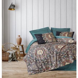 Satin set pokrivača za king krevet (FR) Ornate, boja: petrol