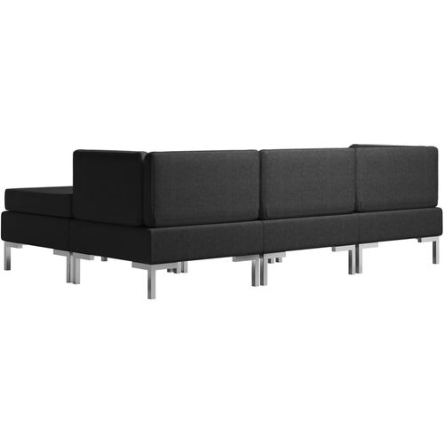 4-dijelni set sofa od tkanine crni slika 5