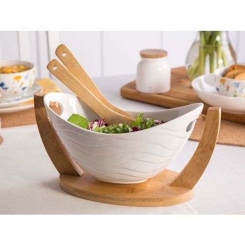 Altom Design zdjela za salatu s podlogom i žlicama od bambusa  32 x 15 x16 cm - 01010052032 slika 6