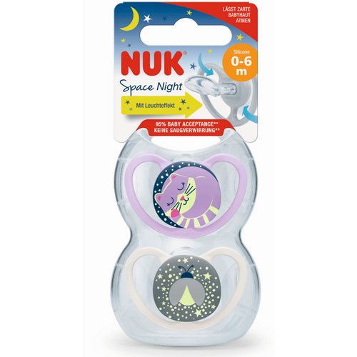 Nuk duda silikon Space Night 0-6m 2/1 ljubičasta i bijela slika 1