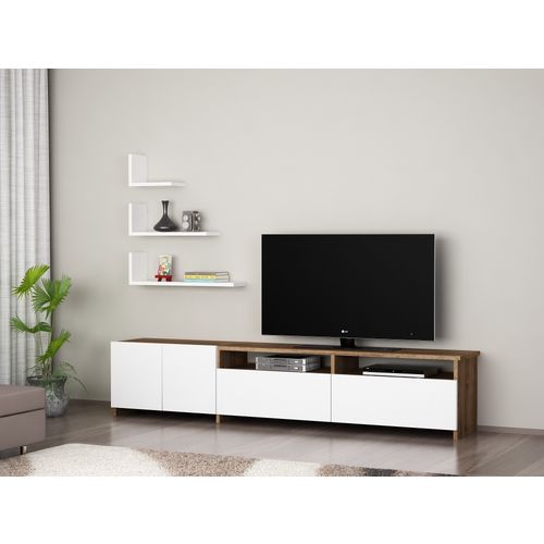 Woody Fashion TV jedinica, Bijela boja Orah, Gelincik - White, Walnut slika 1