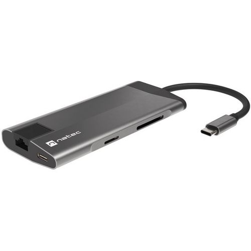 Natec NMP-1690 FOWLER PLUS, USB Type-C 6-in-1 Multi-port Adapter (USB3.0 Hub + HDMI + PD + SD/MicroSD card reader + Gigabit LAN), Max. Output 100W, Grey slika 5