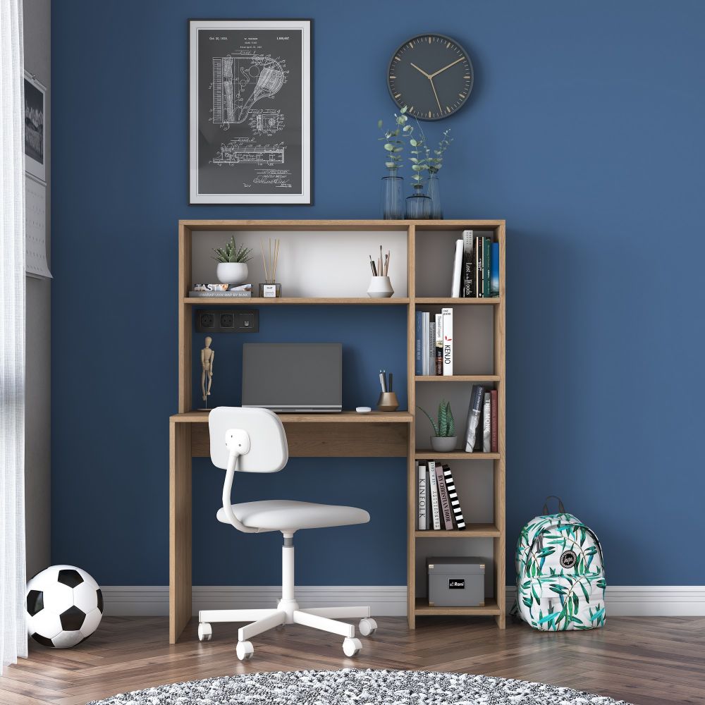 HA104 - 2025 Oak Study Desk - radni sto i polica slika 4