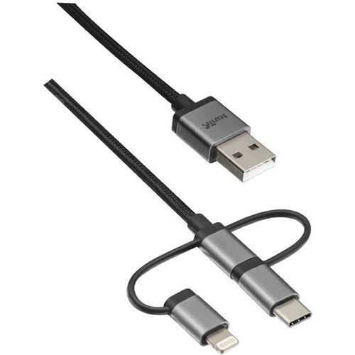 Trust Kabel 3-u-1 USB na micro-USB, Type-C, Lightning, 1m, crni (22693) slika 2