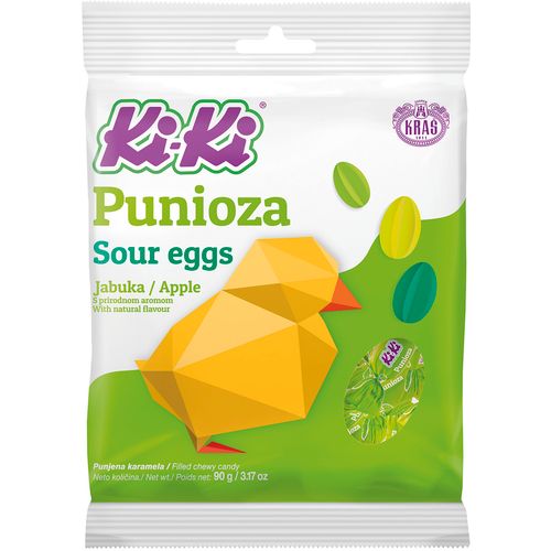 Kiki Punioza Sour Eggs Bomboni jabuka 90 g slika 1