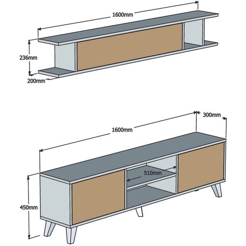 Woody Fashion TV jedinica, Italo - White, Pine slika 5