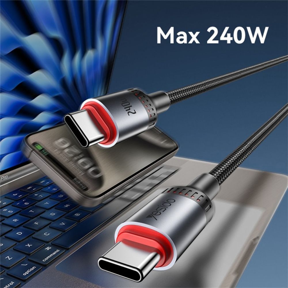 USB-C na USB-C kabel Yesido CA185 240 W 200 cm crni slika 6