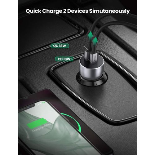 Ugreen auto punjač USB + USB-C PD 36W sivi - kutija slika 3